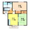 グリーンコート長与 2DKの間取り