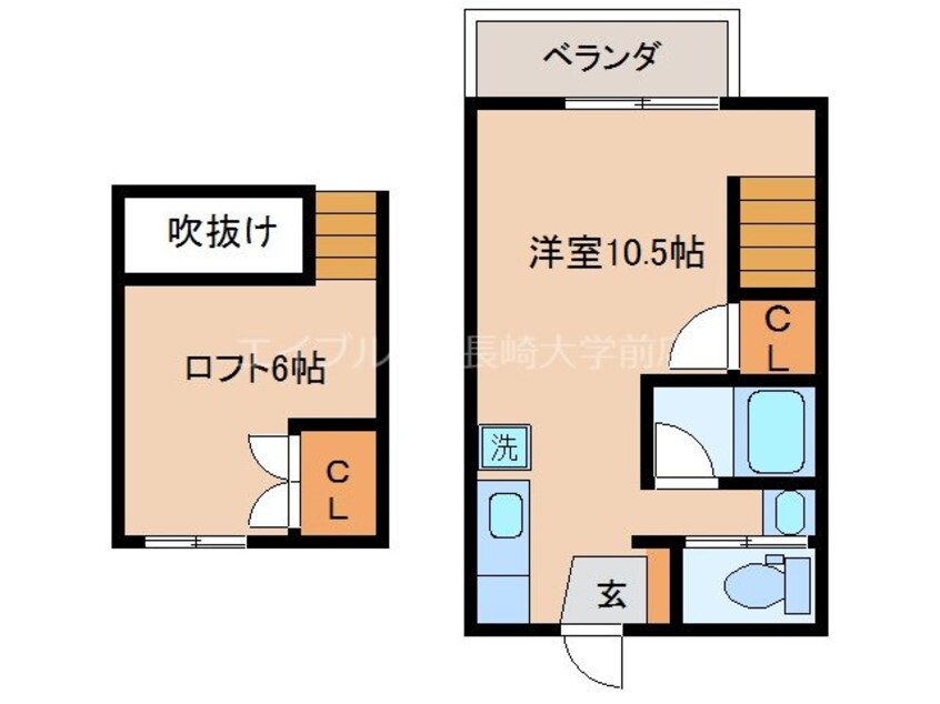 間取図 長崎市電１系統<長崎電気軌道>/浦上駅前駅 徒歩7分 1階 築19年