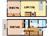 エクリュタウン大手 2LDKの間取り