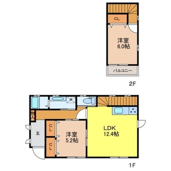 間取図 長崎本線/道ノ尾駅 徒歩28分 1階 築14年