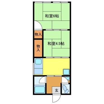 間取図 長崎市電１系統<長崎電気軌道>/崇福寺駅 徒歩18分 2階 築45年