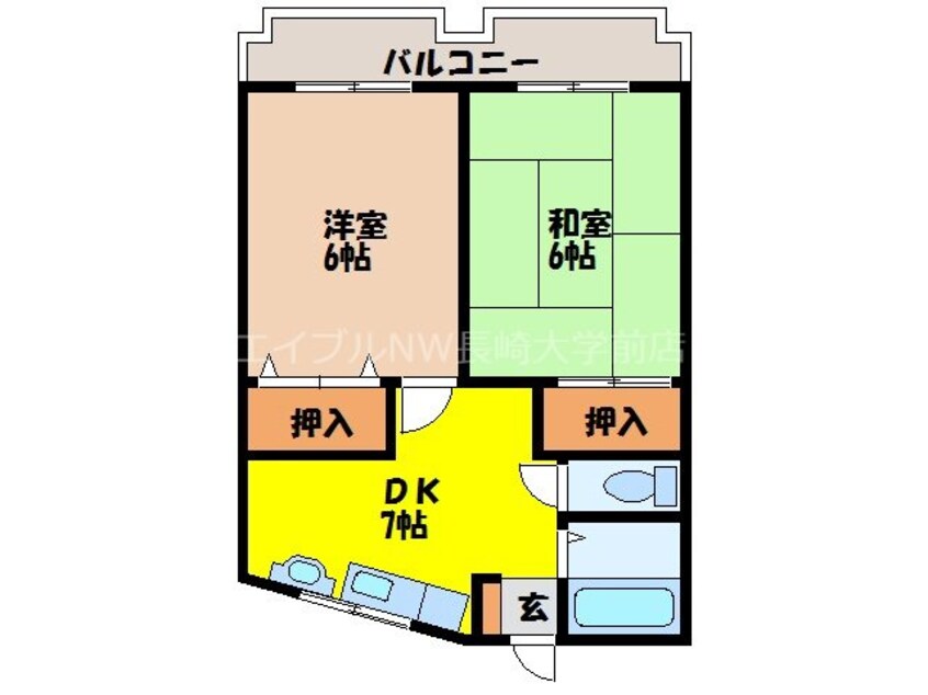 間取図 長崎市電３系統<長崎電気軌道>/諏訪神社駅 徒歩21分 3階 築29年