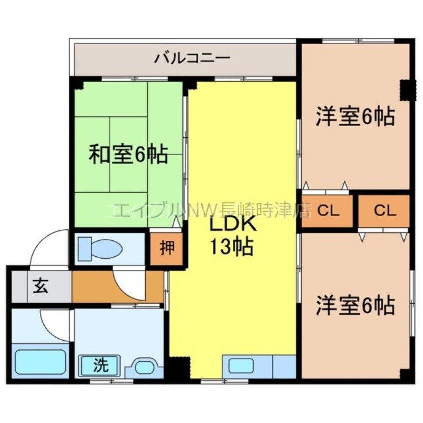 間取図 長崎本線/道ノ尾駅 徒歩6分 1階 築20年