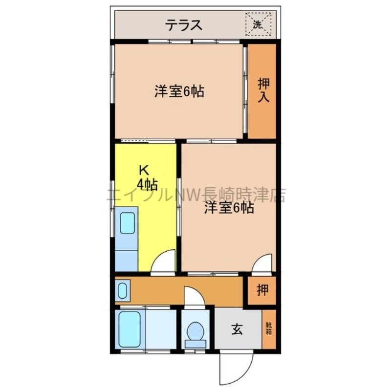 間取り図 長崎本線/道ノ尾駅 徒歩18分 1階 築47年