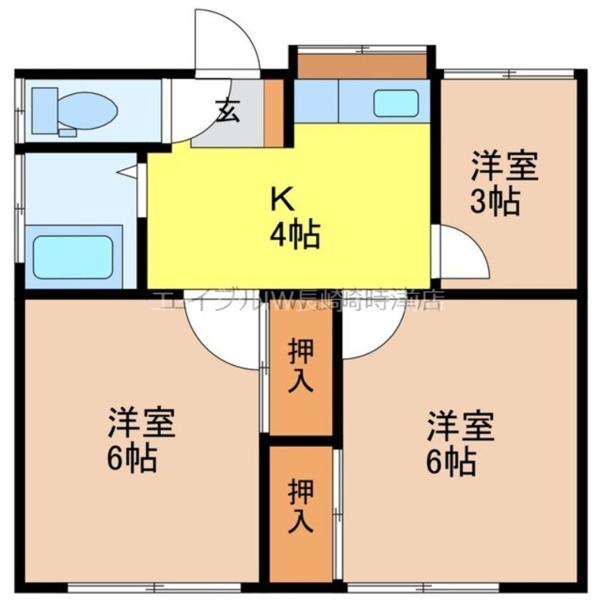 間取図 長崎本線/高田駅 徒歩22分 2階 築42年