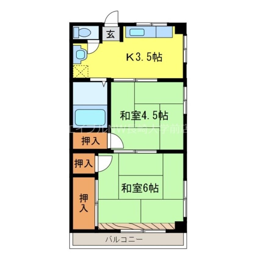 間取図 長崎本線/高田駅 徒歩42分 3階 築33年