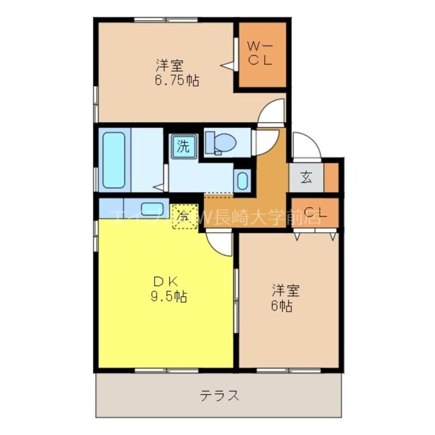 間取図 リビングタウン長与A棟