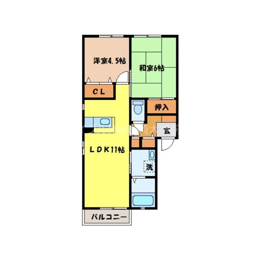 間取図 長崎本線/肥前古賀駅 徒歩46分 1階 築25年