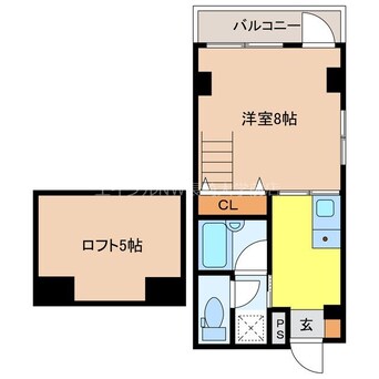 間取図 長崎市電１系統<長崎電気軌道>/西浜町駅 徒歩3分 8階 築31年