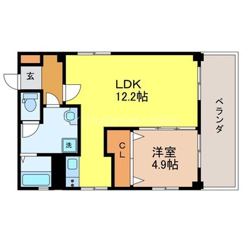 間取図 長崎市電４系統<長崎電気軌道>/めがね橋駅 徒歩4分 4階 築45年