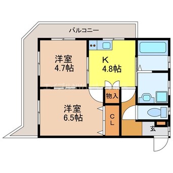 間取図 長崎本線/浦上駅 徒歩4分 3階 築45年