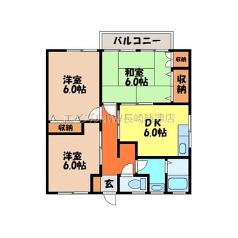 間取図 長崎本線/道ノ尾駅 バス9分長崎バス・左底下車:停歩9分 2階 築25年