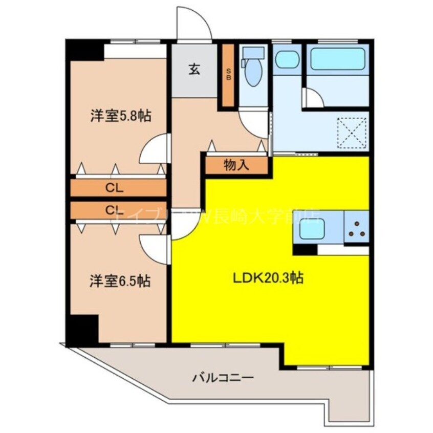 間取図 長崎本線/長崎駅 徒歩7分 5階 築22年