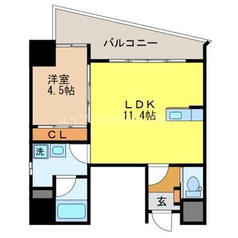 間取図 長崎市電４系統<長崎電気軌道>/めがね橋駅 徒歩2分 8階 築5年