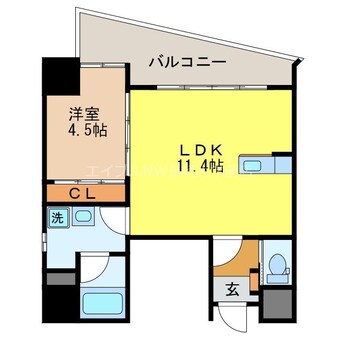 間取図 長崎市電４系統<長崎電気軌道>/めがね橋駅 徒歩2分 6階 築5年