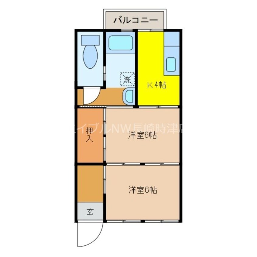 間取図 長崎本線/肥前古賀駅 徒歩83分 1階 築47年