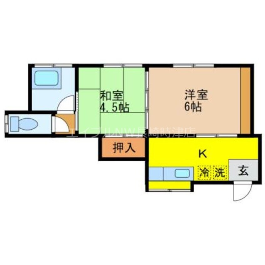 間取図 長崎市電１系統<長崎電気軌道>/宝町駅 徒歩8分 2階 築38年