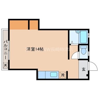 間取図 長崎市電１系統<長崎電気軌道>/岩屋橋駅 徒歩14分 2階 築54年