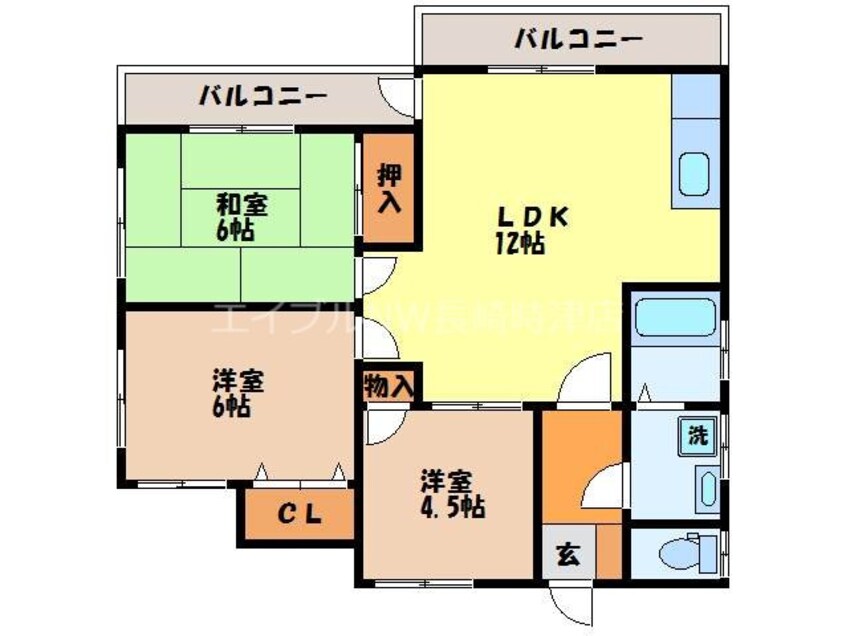 間取図 長崎市電１系統<長崎電気軌道>/崇福寺駅 バス15分長崎バス・星取下車:停歩1分 1階 築19年