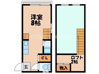 間取図 長崎市電１系統<長崎電気軌道>/銭座町駅 徒歩17分 2階 築33年