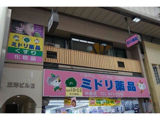 ミドリ薬品中園店(ドラッグストア)まで585m ビューパレスＳＡＫＵＲＡ