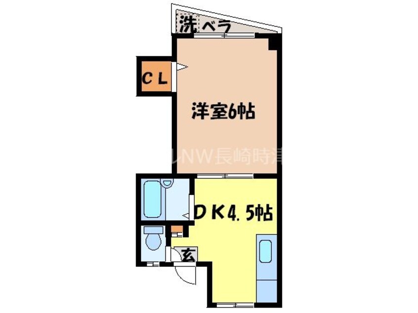 間取図 長崎市電３系統<長崎電気軌道>/諏訪神社駅 徒歩3分 3階 築37年