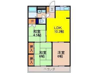 間取図 長崎市電１系統<長崎電気軌道>/崇福寺駅 バス5分長崎バス・風頭山下車:停歩9分 2階 築39年
