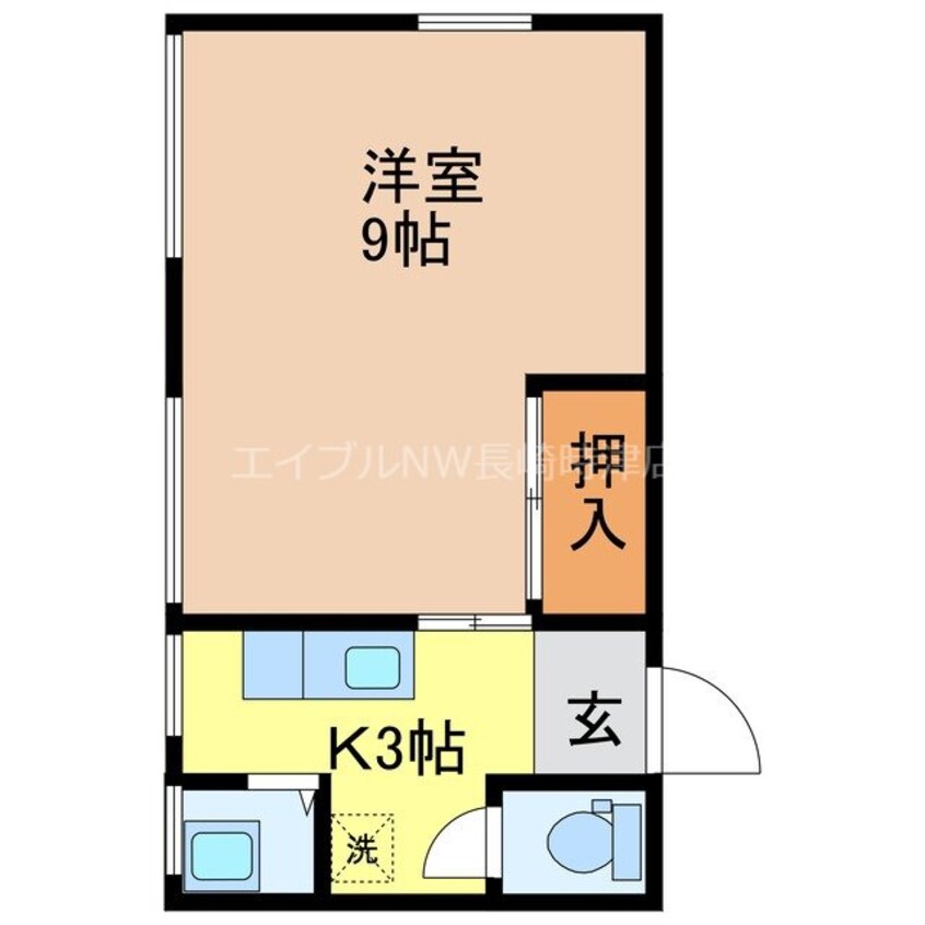 間取図 長崎市電１系統<長崎電気軌道>/平和公園駅 徒歩2分 3階 築43年