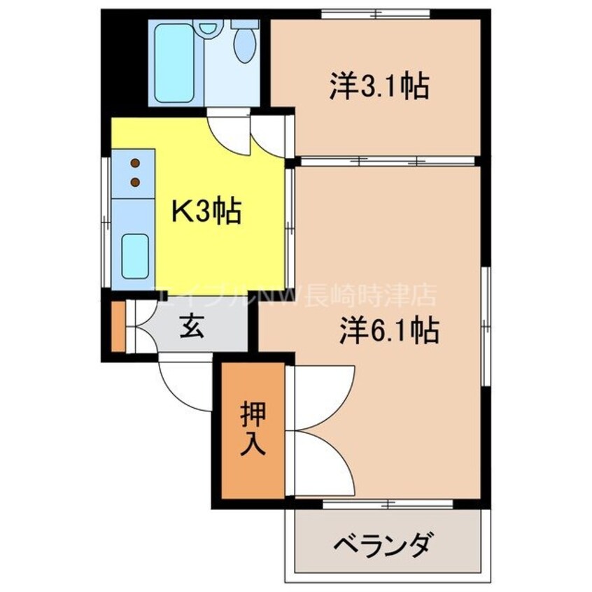 間取図 長崎市電３系統<長崎電気軌道>/新中川町駅 徒歩4分 1階 築40年