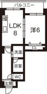 グランアズール浦上 1LDKの間取り