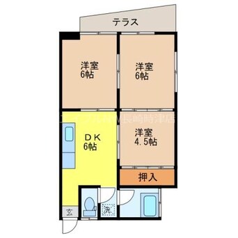 間取図 長崎本線/長崎駅 徒歩26分 1階 築36年