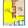 西釜荘B棟 1LDKの間取り
