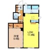 サンフラワー 1LDKの間取り