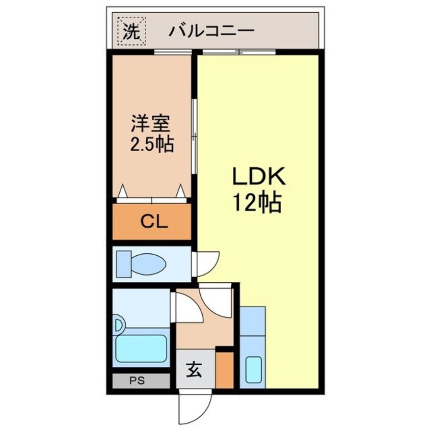間取図 長崎市電１系統<長崎電気軌道>/昭和町通駅 徒歩3分 2階 築39年