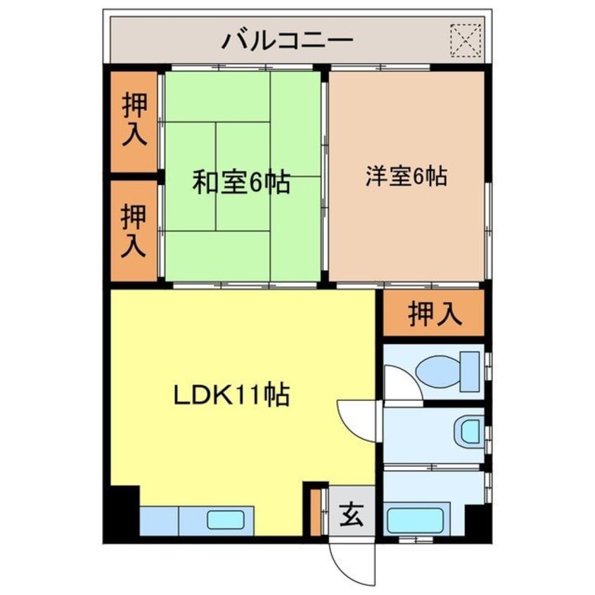 間取図 長崎市電１系統<長崎電気軌道>/崇福寺駅 徒歩2分 5階 築49年