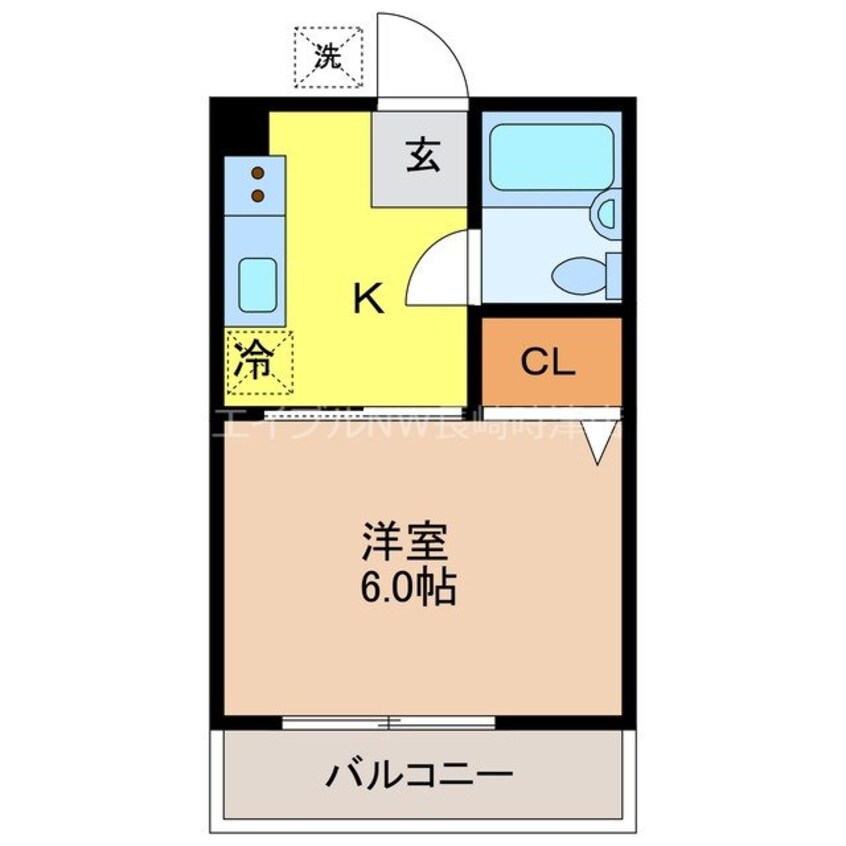 間取図 長崎市電１系統<長崎電気軌道>/銭座町駅 徒歩8分 2階 築38年