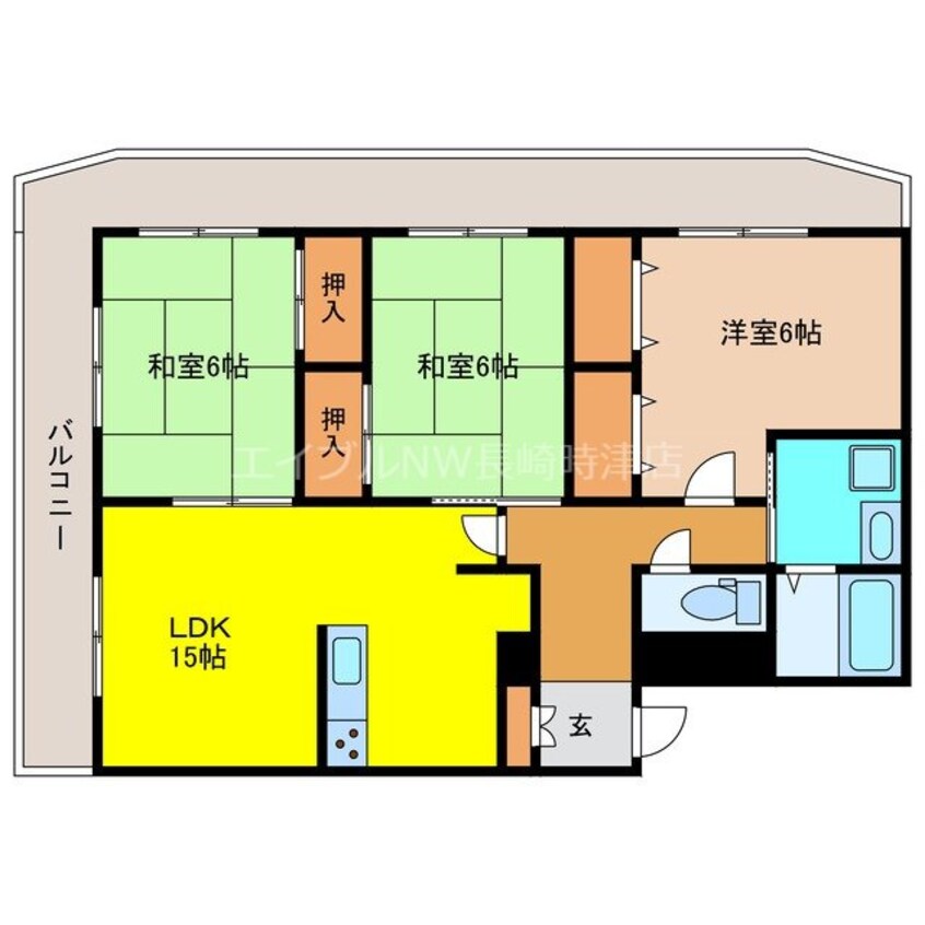 間取図 佐世保線/武雄温泉駅 車移動　22分14km 4階 築22年