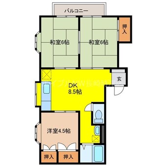 間取図 長崎バス/田上 2階 築33年