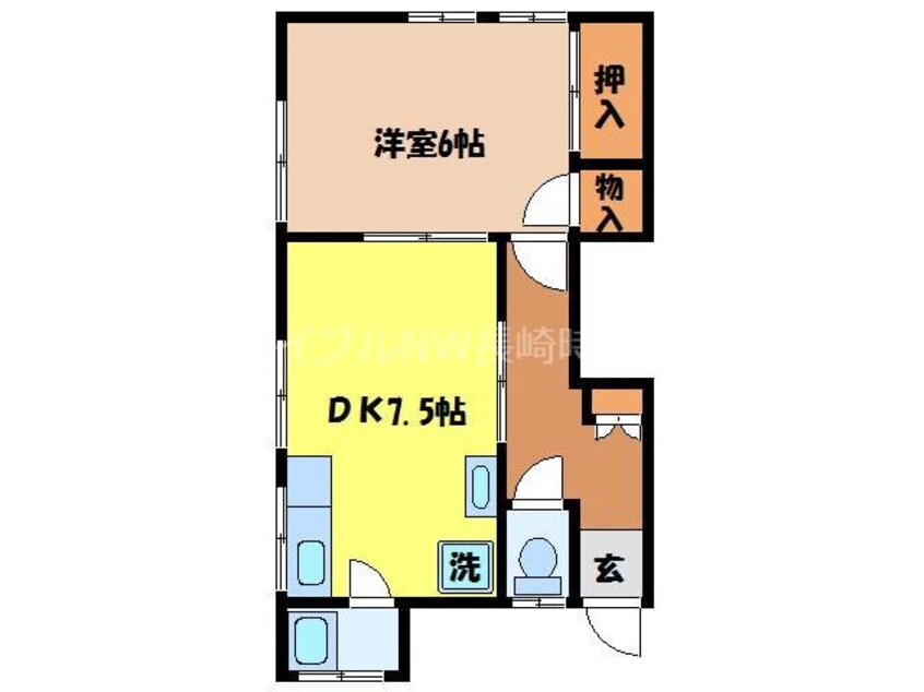 間取図 長崎市電１系統<長崎電気軌道>/宝町駅 徒歩17分 2階 築39年