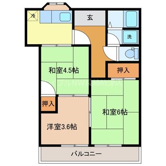 間取図 長崎市電１系統<長崎電気軌道>/宝町駅 徒歩10分 2階 築36年