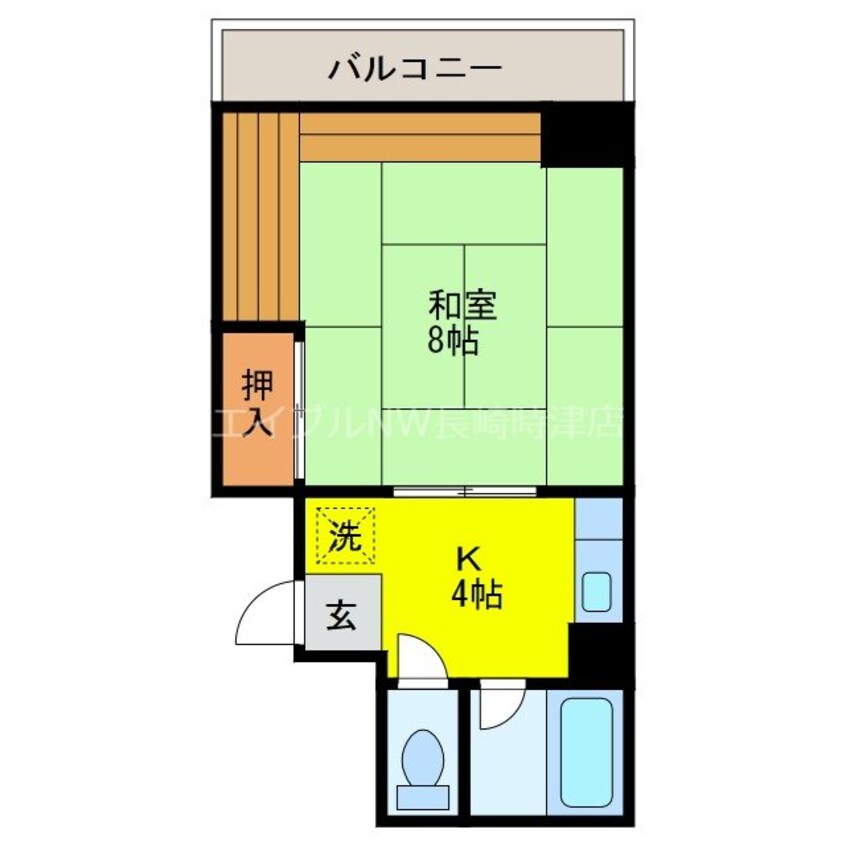 間取図 長崎市電４系統<長崎電気軌道>/めがね橋駅 徒歩1分 4階 築58年