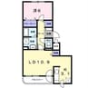 カムフォート神山 1LDKの間取り