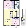 ジュネス高丘 2LDKの間取り