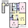 キャトルセゾンC 2LDKの間取り