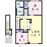 Un Calmly3号館 2LDKの間取り
