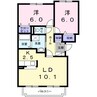 ソレアード石川 2LDKの間取り