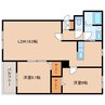 グランディスリーオⅢ 2LDKの間取り