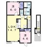 ソレイユⅢ 2LDKの間取り