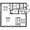 ペラッツィ時任 1LDKの間取り