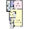 Casaいちい 1LDKの間取り